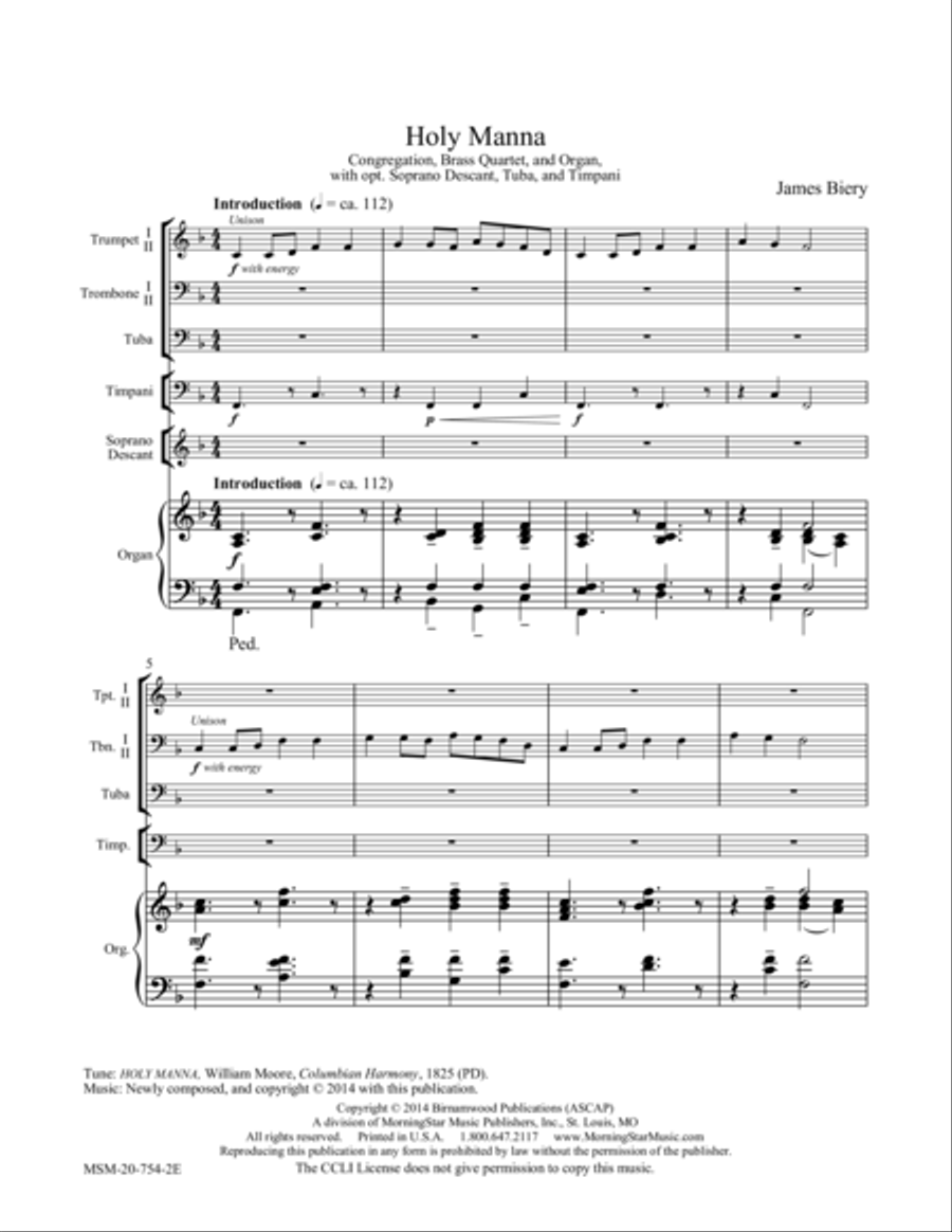 HOLY MANNA in F Choir scores gallery preview page 1