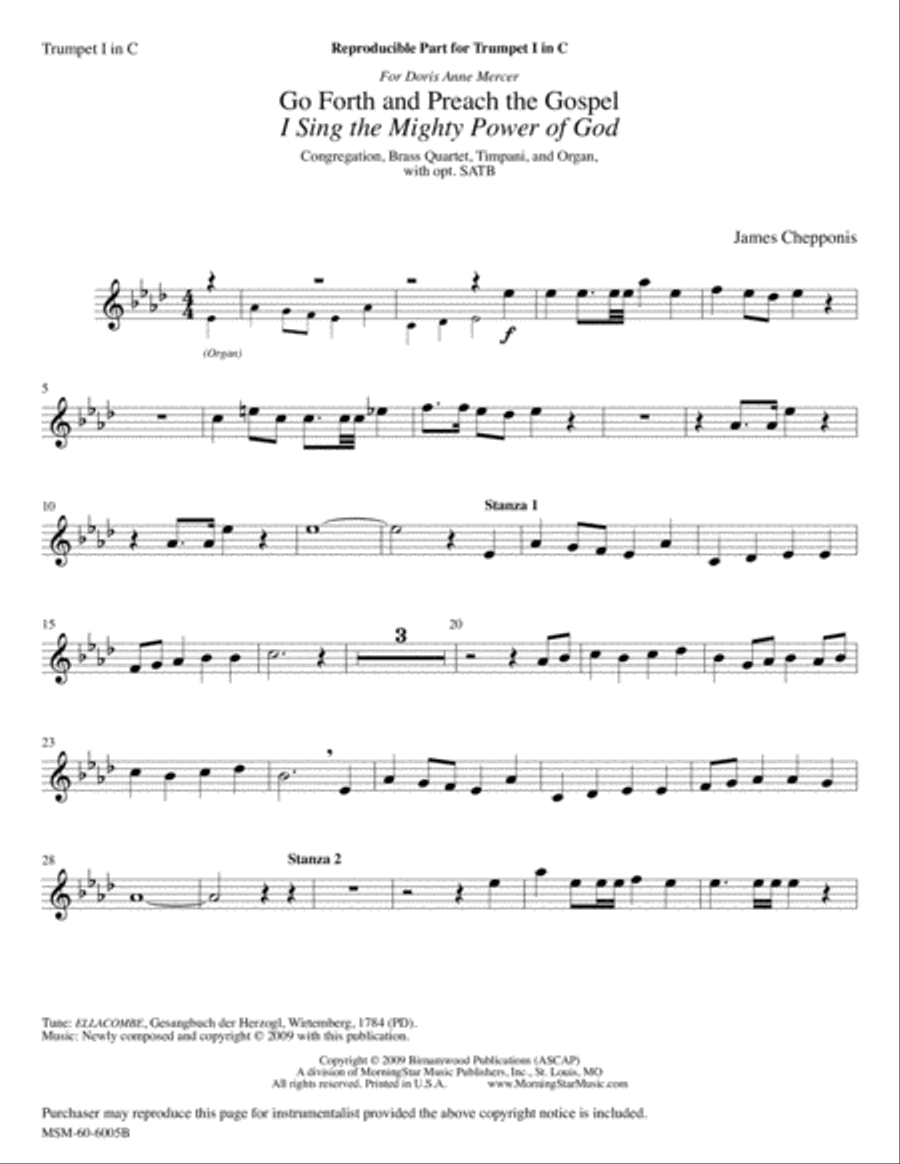 Go Forth and Preach the Gospel I Sing the Mighty Power of God Choir scores gallery preview page 3