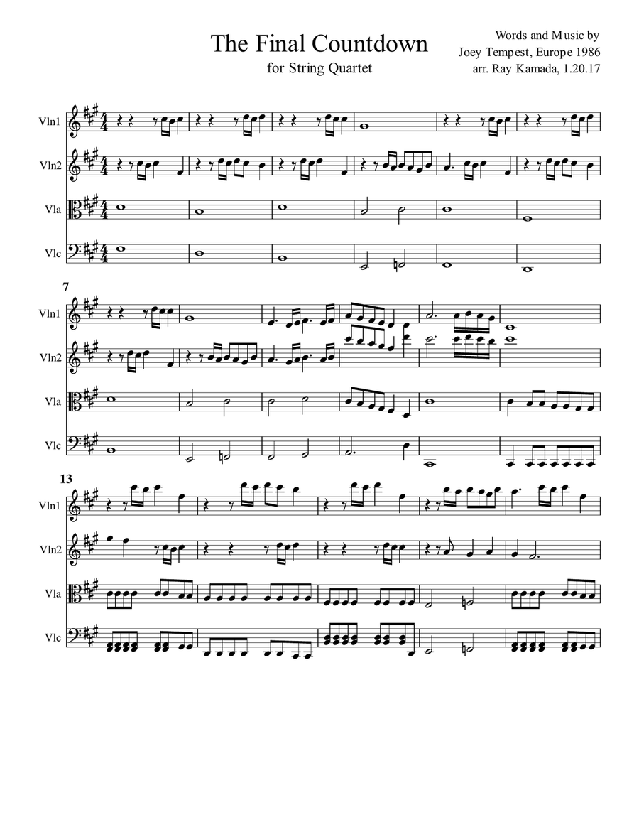 Final Countdown String Quartet scores gallery preview page 1