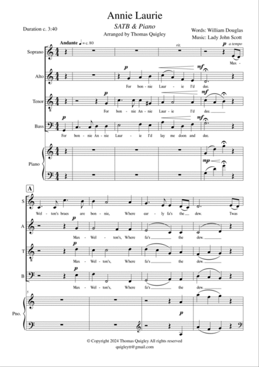 Annie Laurie 4-Part scores gallery preview page 2