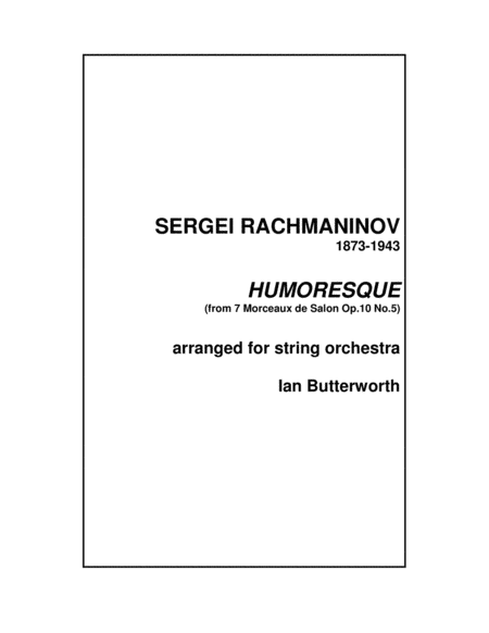 RACHMANINOV Humoresque Op.10 No.5 for string orchestra image number null