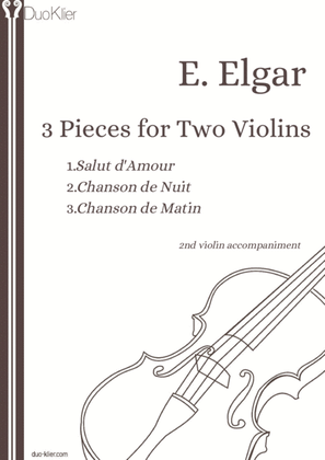 Book cover for Elgar - 3 pieces for Two Violins, 2nd violin accompaniments