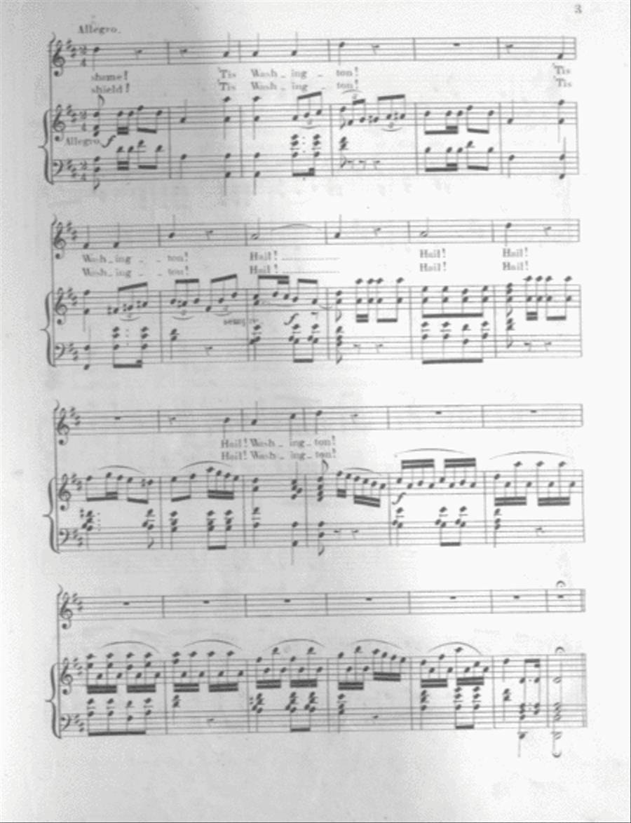 Hail Washington. Song Voice scores gallery preview page 3