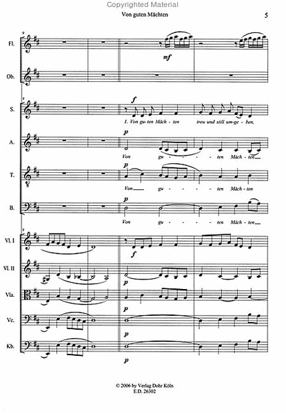 Von guten Mächten für Chor und Kammerorchester (2005) -Kantate auf einen Text von Dietrich Bonhoeffer-