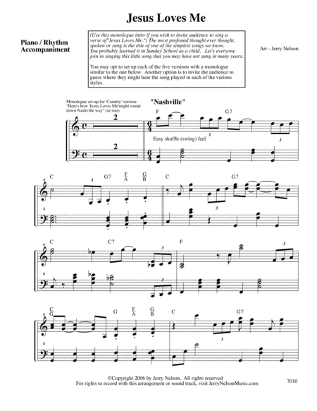 Jesus Loves Me (Arrangements Level 3-5 for CLARINET + Written Acc) Hymn image number null