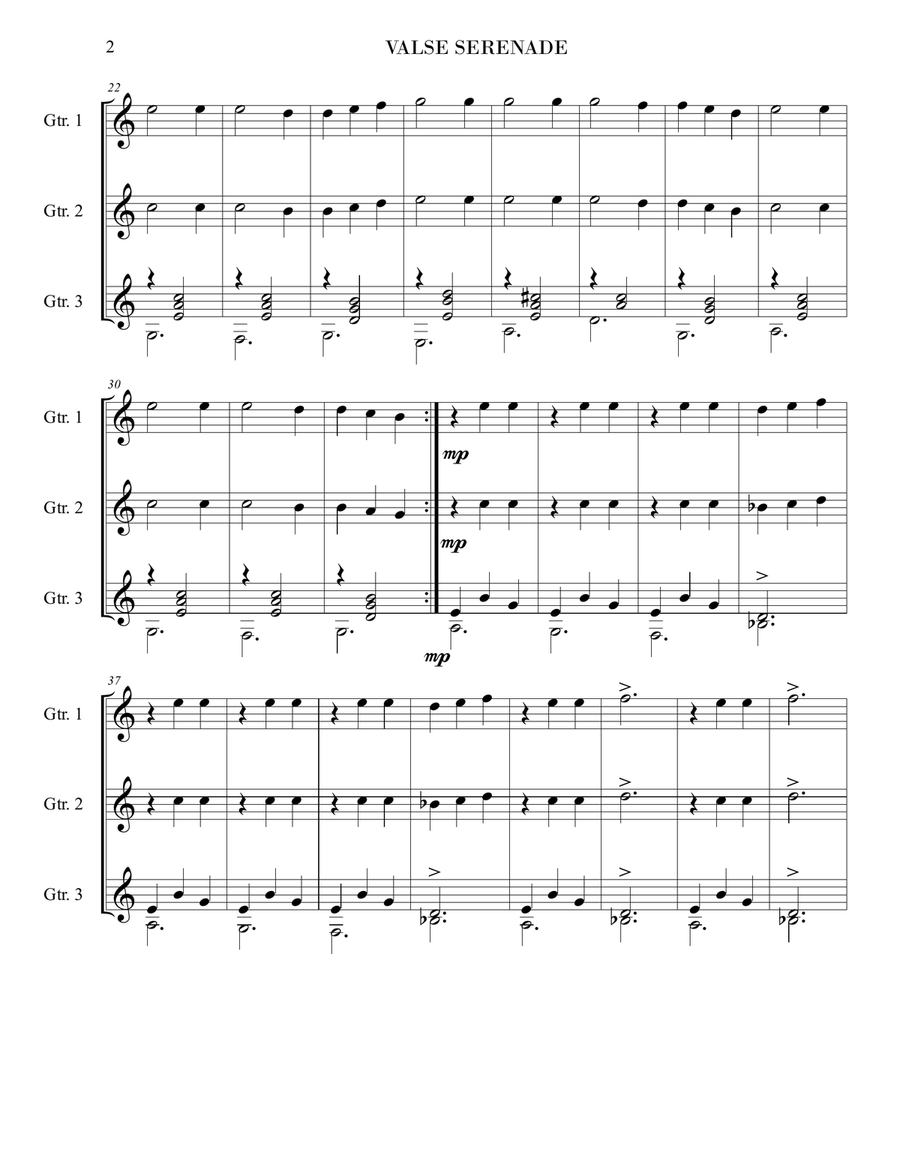 VALSE SERENADE - Guitar Ensemble Guitar Ensemble scores gallery preview page 4