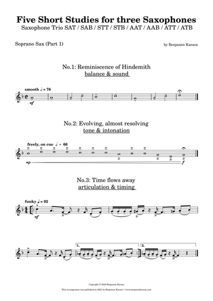 Five Short Studies for Three Saxophones image number null