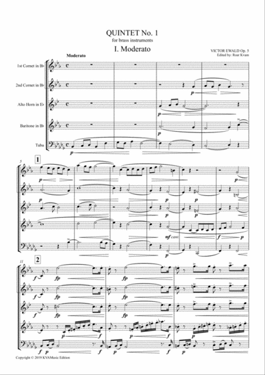 Ewald: Quintet No. 1 for Brass Instruments Brass Ensemble scores gallery preview page 3