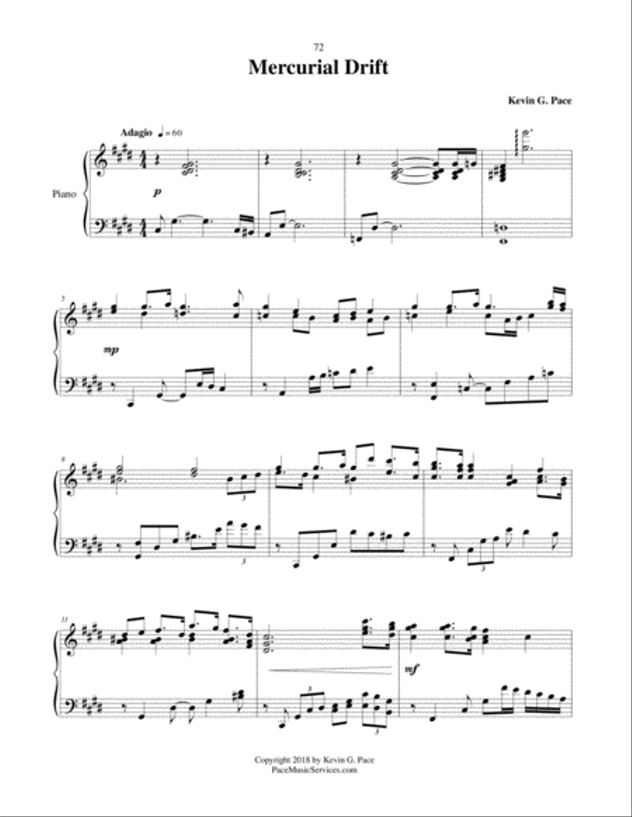Mercurial Drift - original piano solo Piano Solo scores gallery preview page 2