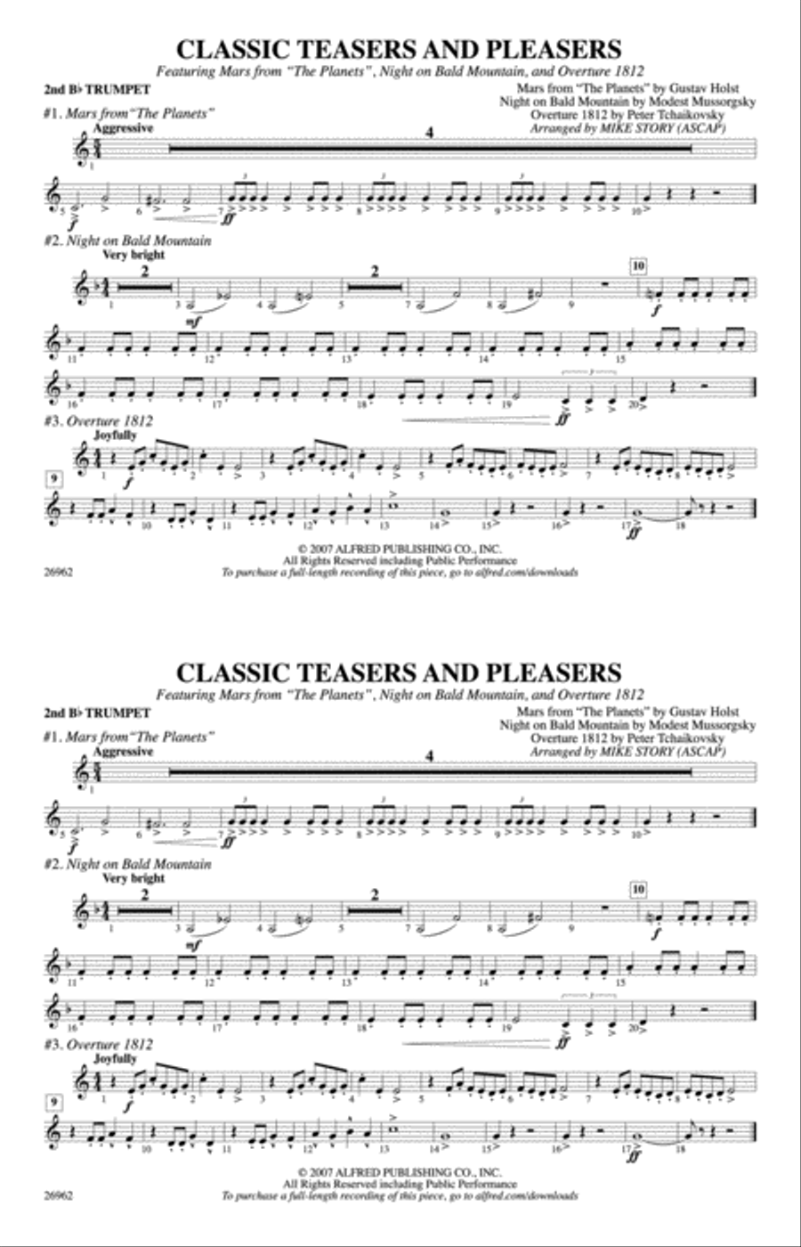 Classic Teasers and Pleasers: 2nd B-flat Trumpet Marching Band scores gallery preview page 1