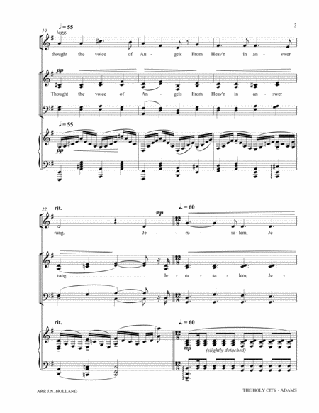 The Holy City for Alto Voice, SATB Chorus and Piano (Key of G) image number null