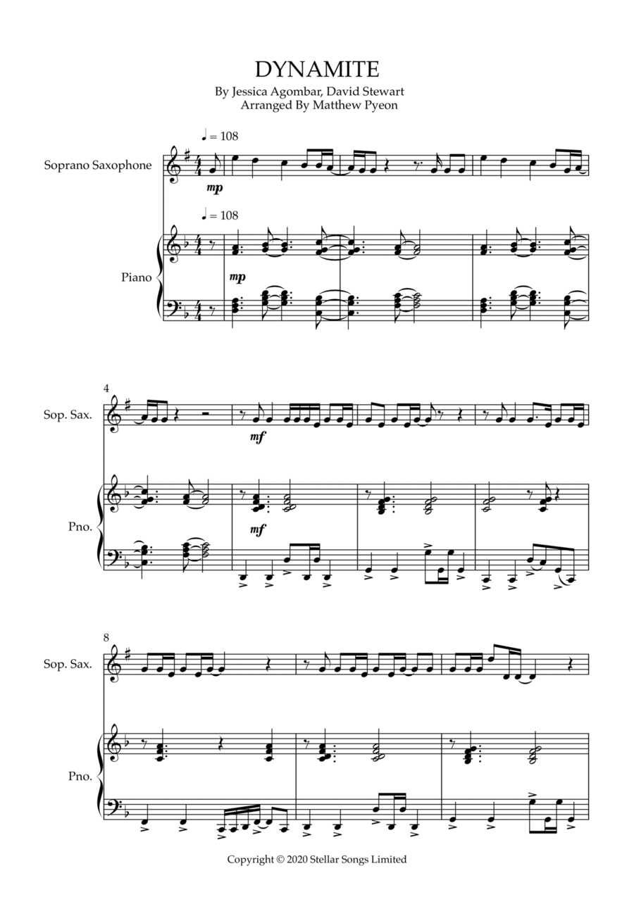 Dynamite Dynamite Soprano Saxophone scores gallery preview page 1