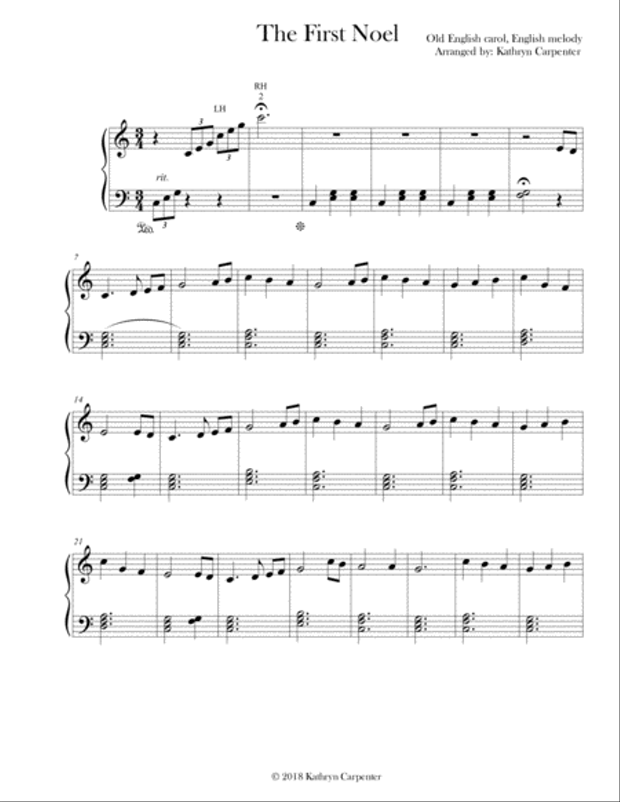 The First Noel (Easy Piano, Level 2A) Easy Piano scores gallery preview page 1