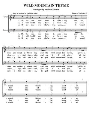 Wild Mountain Thyme A Cappella TTBB