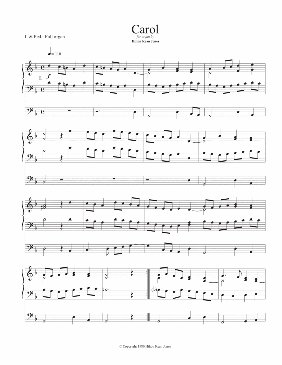 Carol for pipe organ Carol for pipe organ Organ Solo scores gallery preview page 1