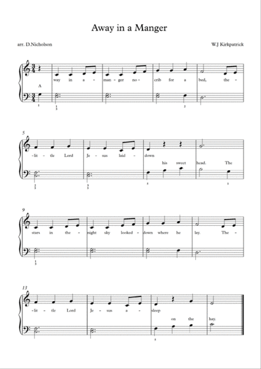 Away In A Manger Easy Piano scores gallery preview page 1