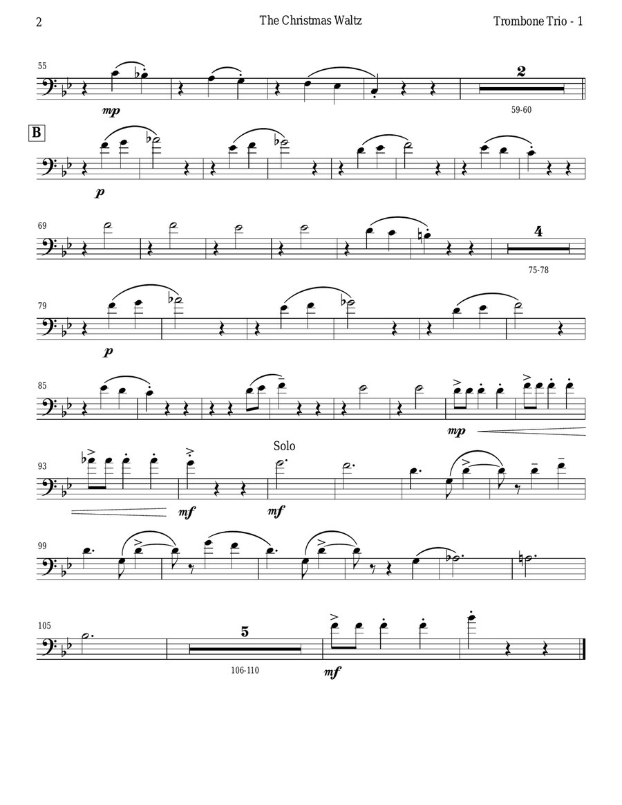 The Christmas Waltz Trombone Trio scores gallery preview page 6