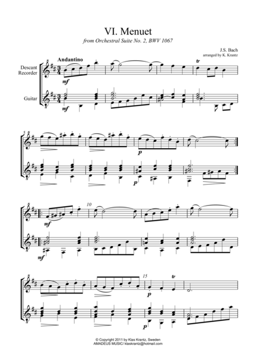 Menuet Suite 2 BWV 1067 for descant recorder and guitar image number null