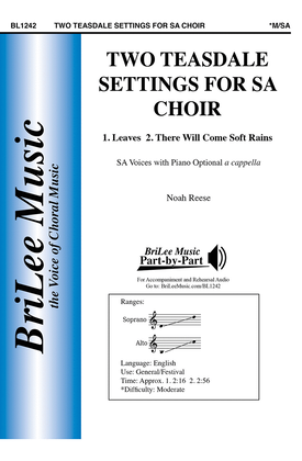 Book cover for Two Teasdale Settings for SA Choir
