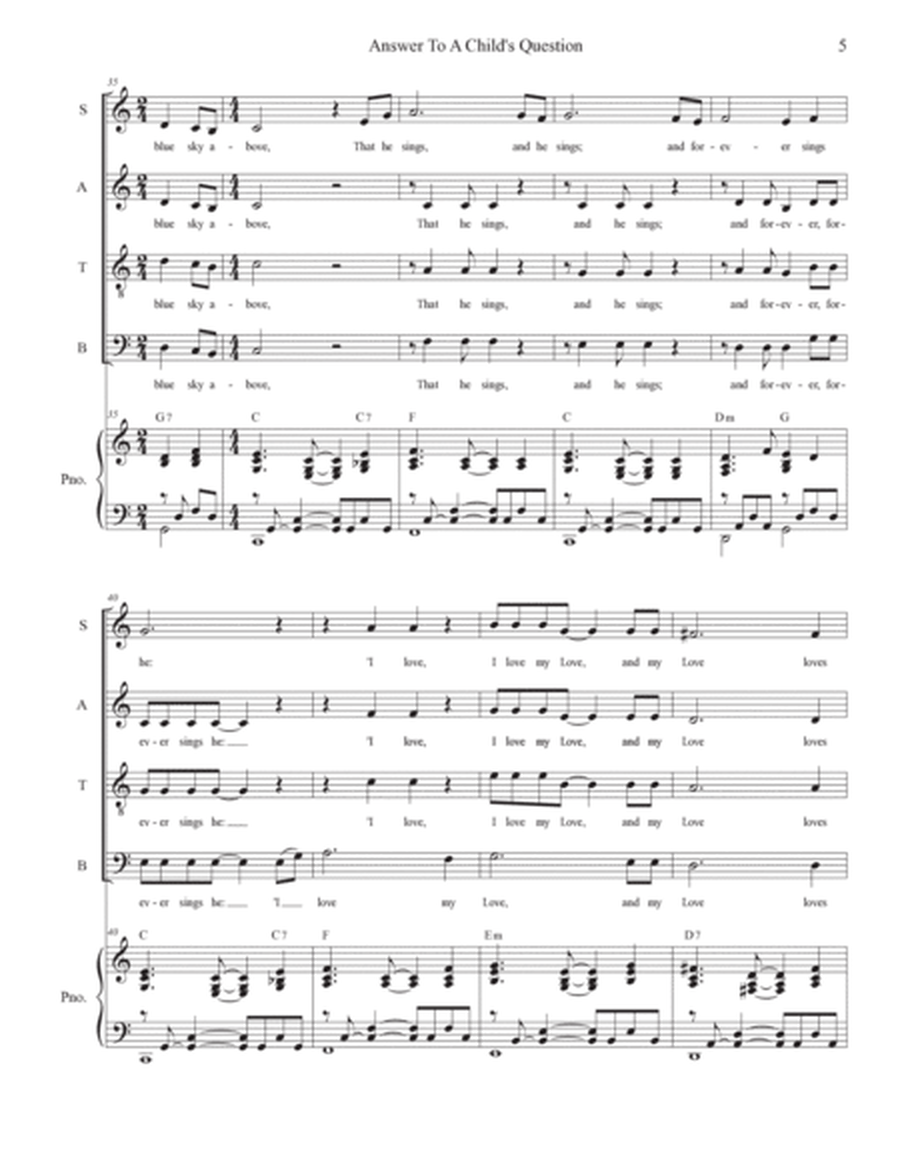 Answer To A Child's Question (Vocal Quartet - (SATB) image number null