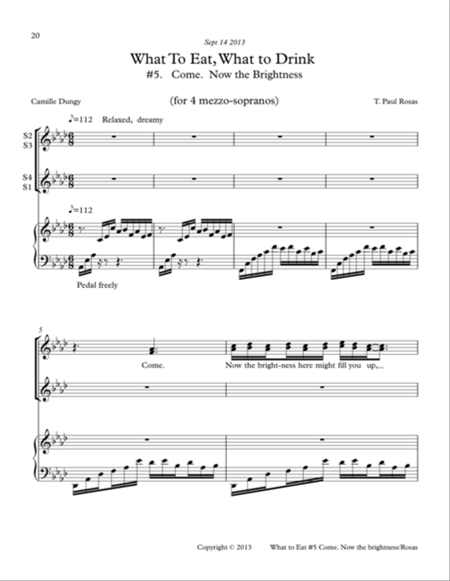 What to Eat, What to Drink #5 Come. Now the Brightness Choir scores gallery preview page 1