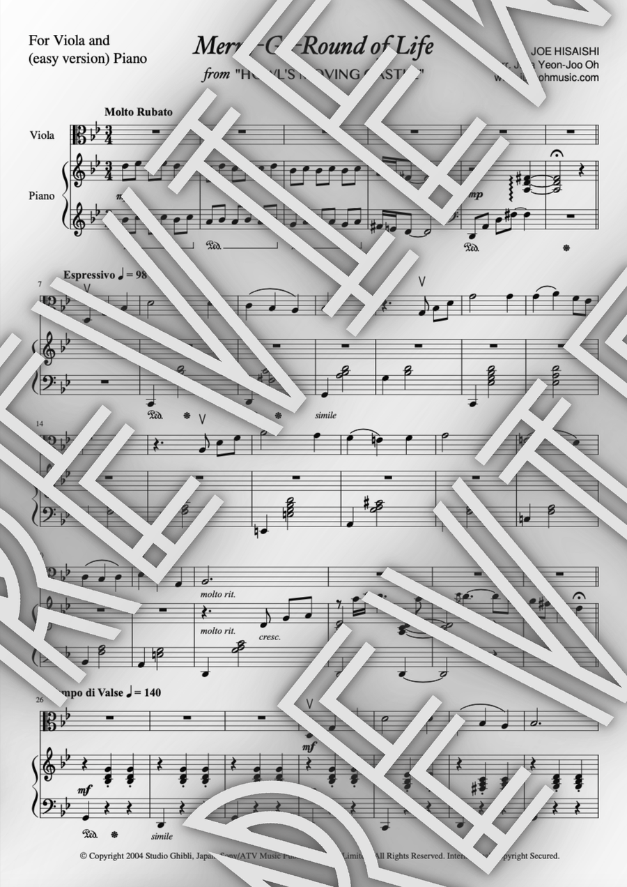 Merry-go-round Of Life Viola scores gallery preview page 1