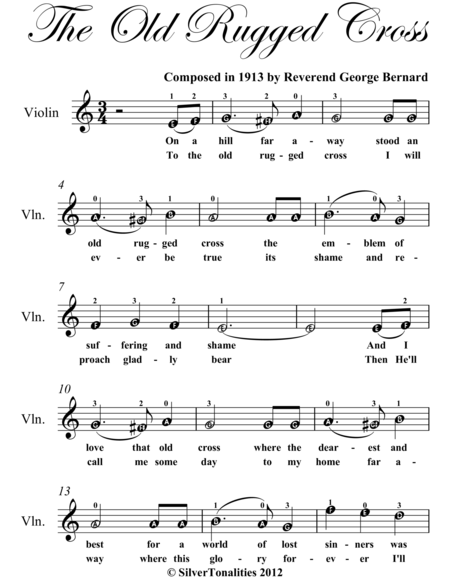 Old Rugged Cross Easy Violin Sheet Music