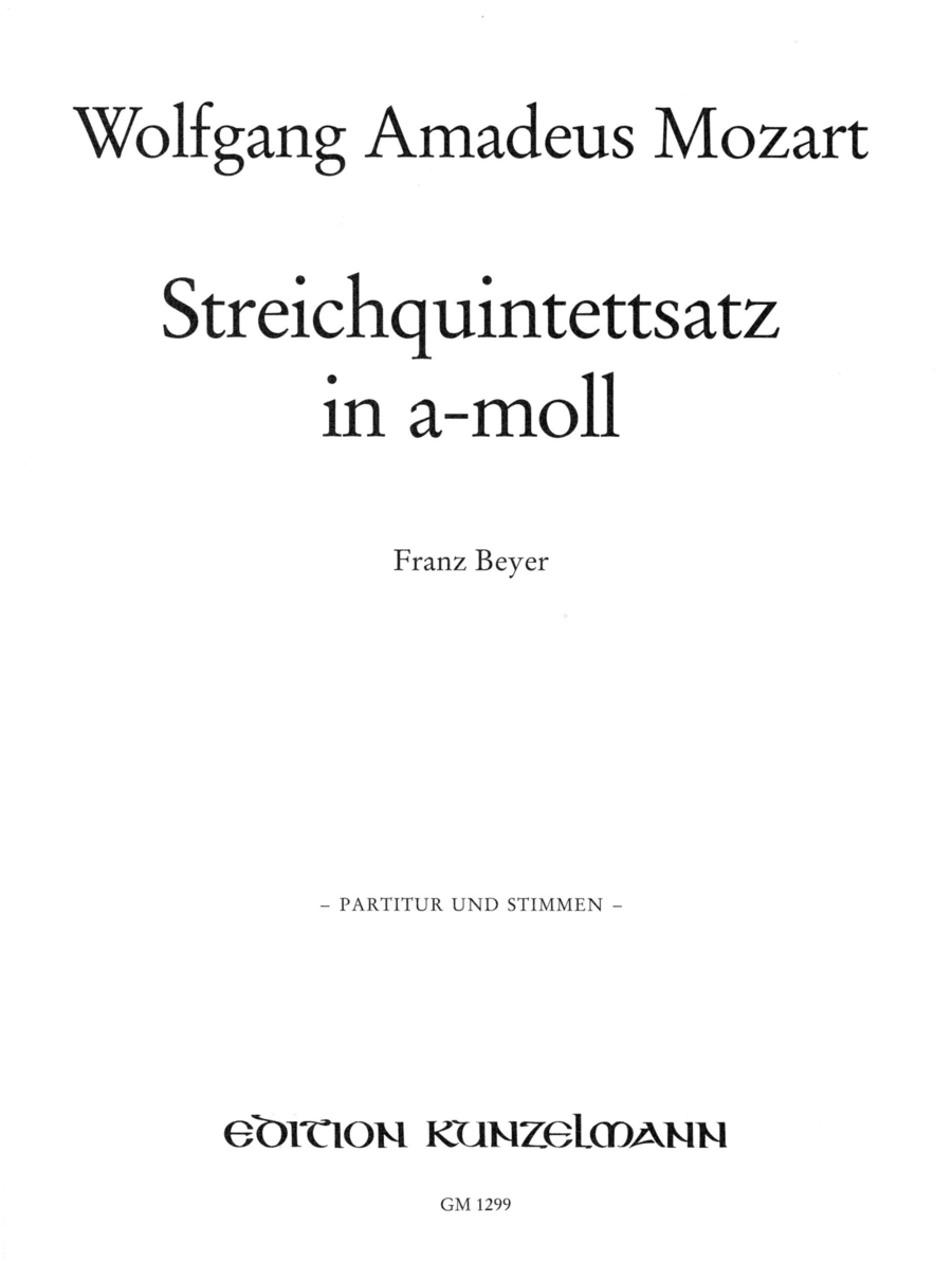 String quintet movement in A minor String Quintet scores gallery preview page 1