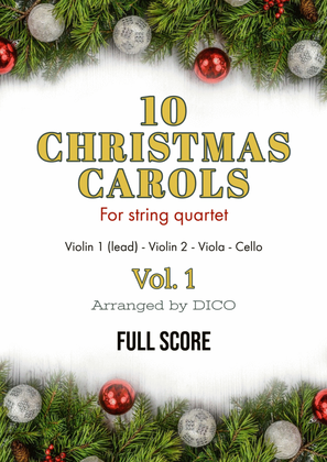 Book cover for 10 Christmas Carols for String Quartet, Vol. 1 - Score