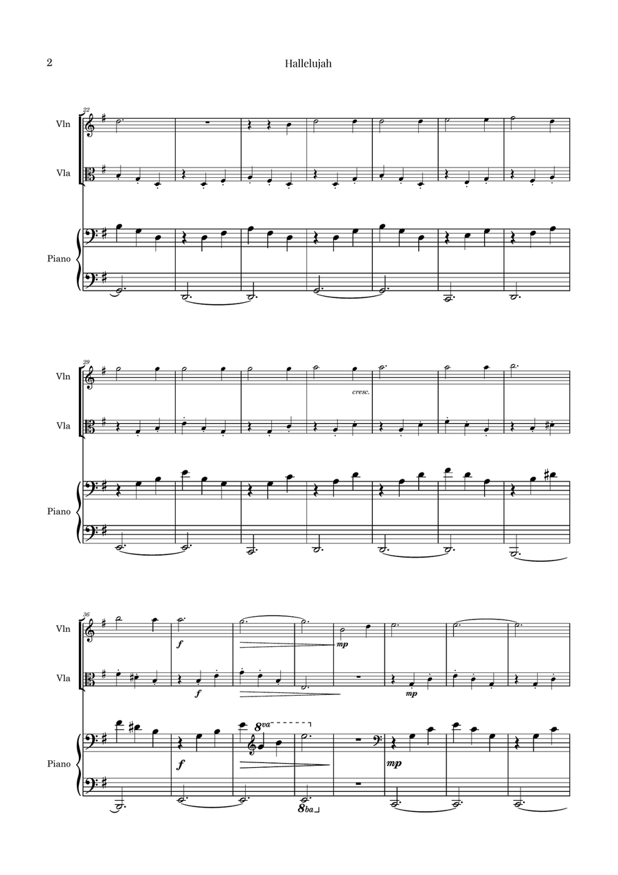 Hallelujah String Duet scores gallery preview page 2