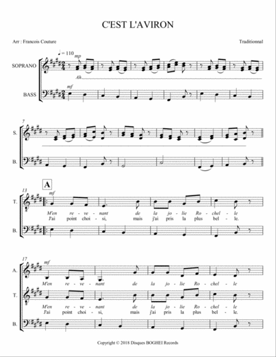 C'EST L'AVIRON 4-Part scores gallery preview page 1