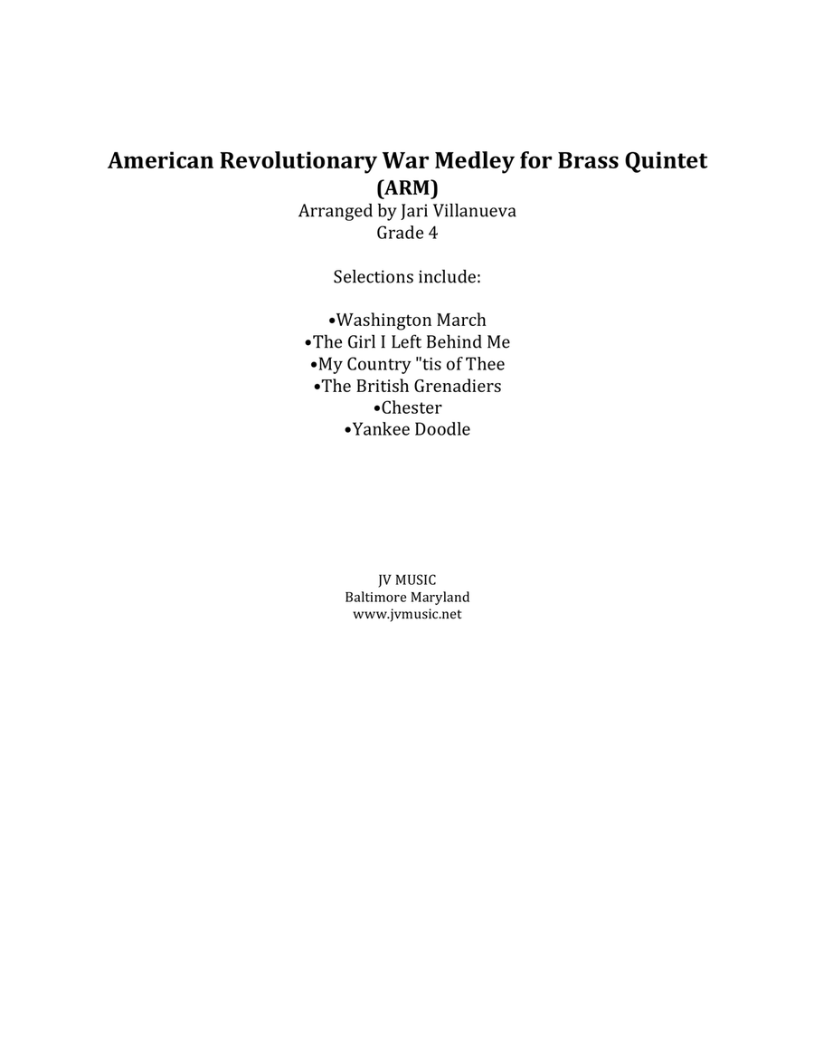American Revolutionary War Medley (ARM) for Brass Quintet Brass Quintet scores gallery preview page 2