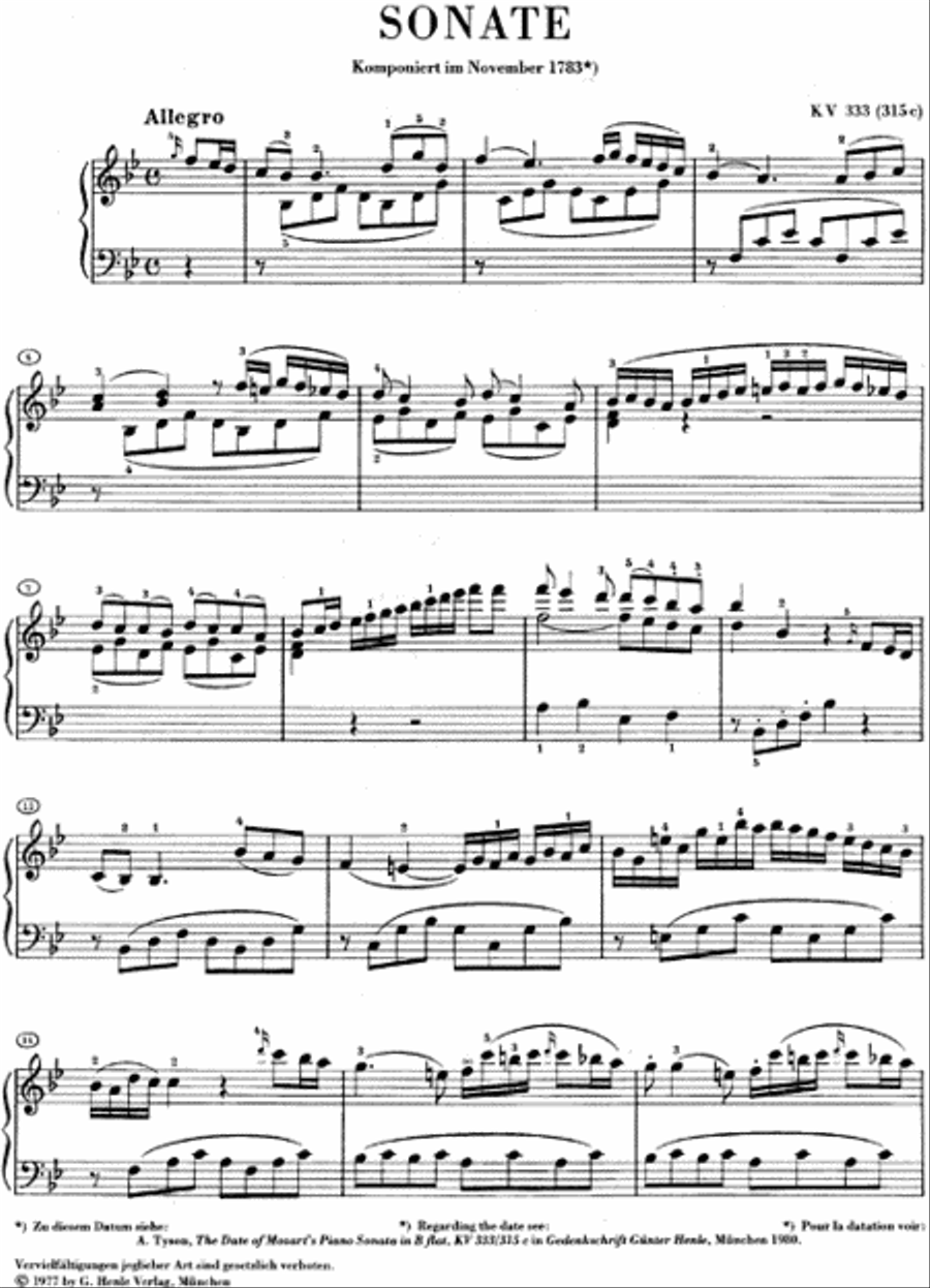 Piano Sonata in B Flat Major K333 (315c)