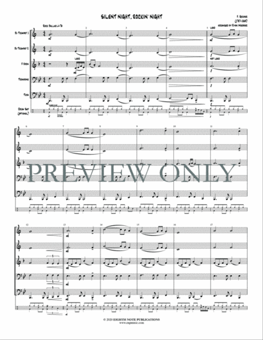 Silent Night, Rockin' Night Brass Ensemble scores gallery preview page 3