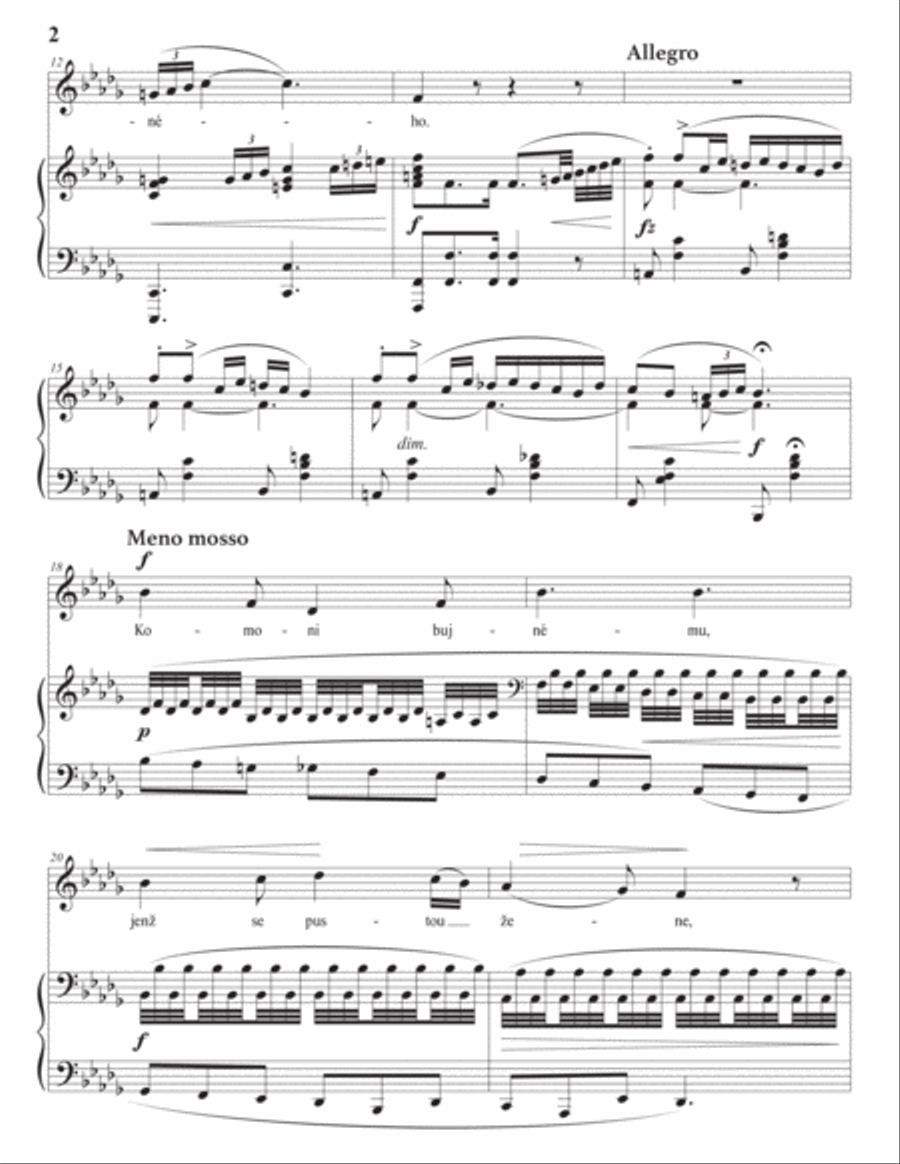 DVORÁK: Dejte klec jestřábu ze zlata ryzého, Op. 55 no. 7 (transposed to B-flat minor) Voice scores gallery preview page 3