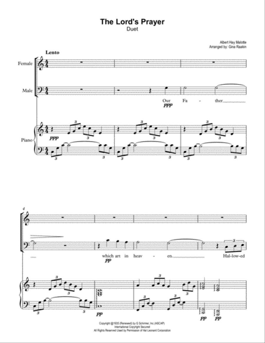 The Lord's Prayer Vocal Duet scores gallery preview page 1