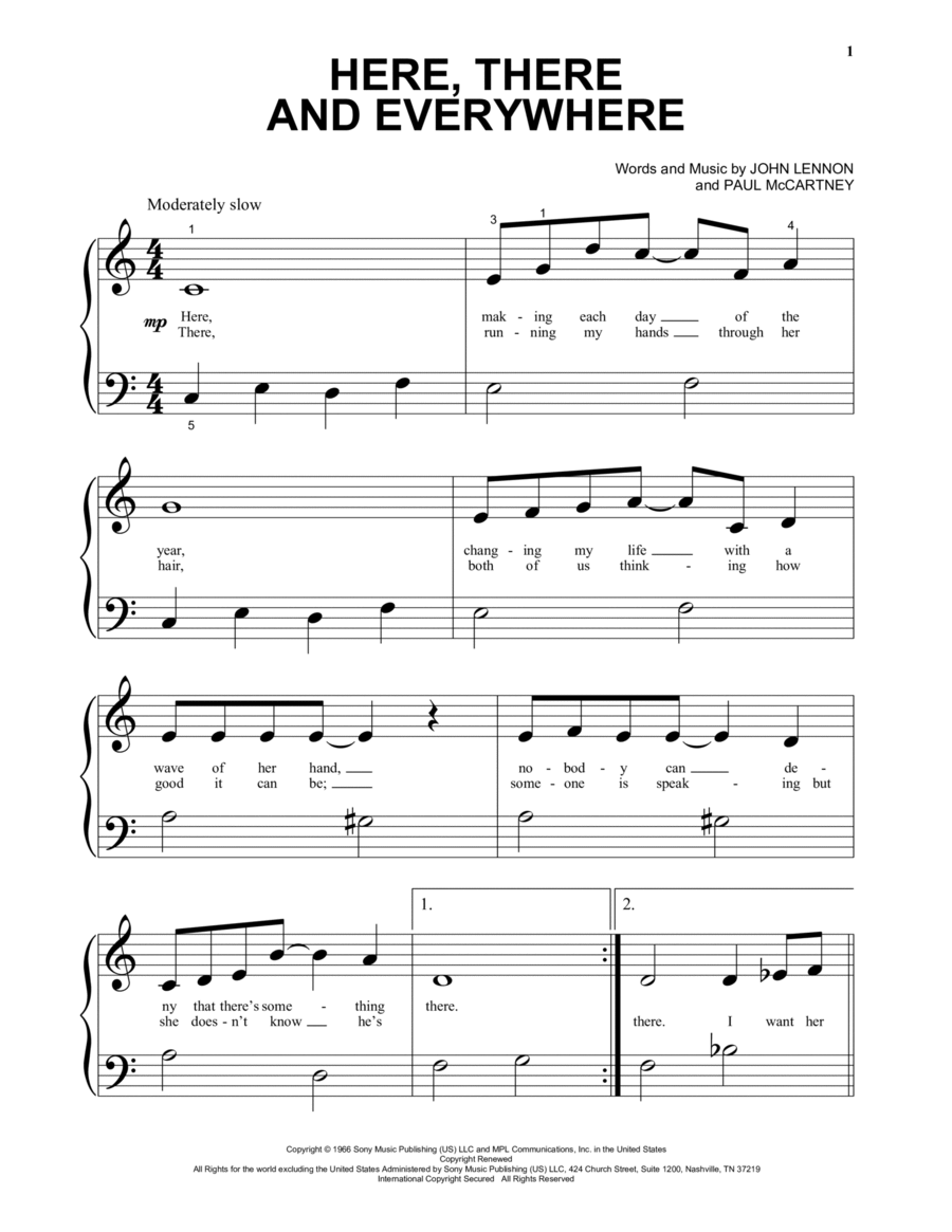 Here, There And Everywhere Piano Solo scores gallery preview page 1