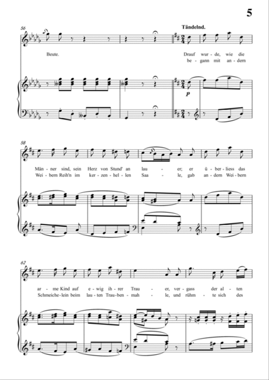 Schubert-Die Nonne in bD D.208,for Vocal and Piano Voice scores gallery preview page 6