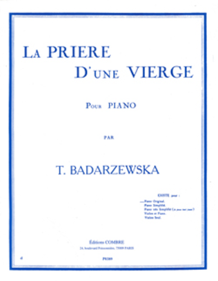 Book cover for La priere d'une vierge Op. 4