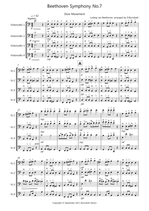 Beethoven Symphony No.7 (slow movement) for Cello Quartet