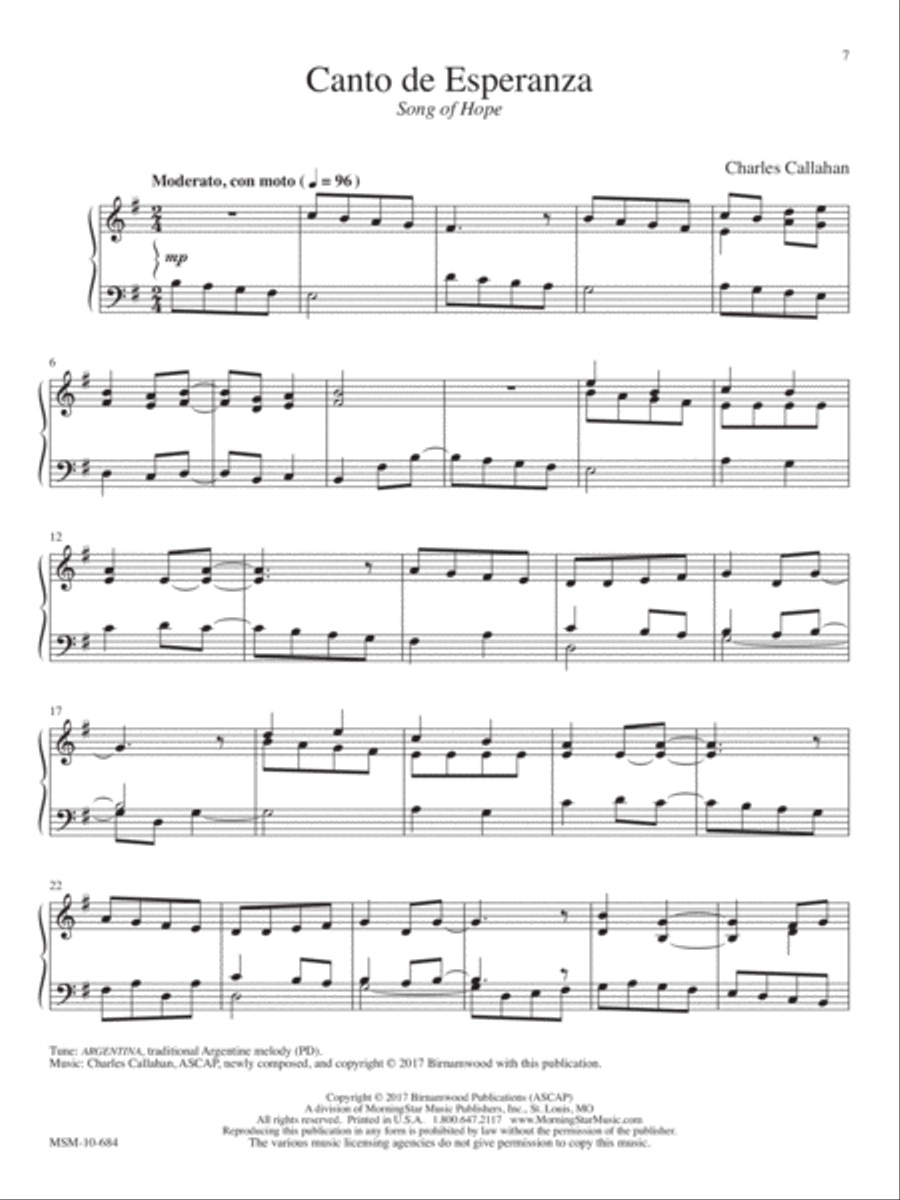 Canto de Esperanza (Song of Hope) Organ scores gallery preview page 1