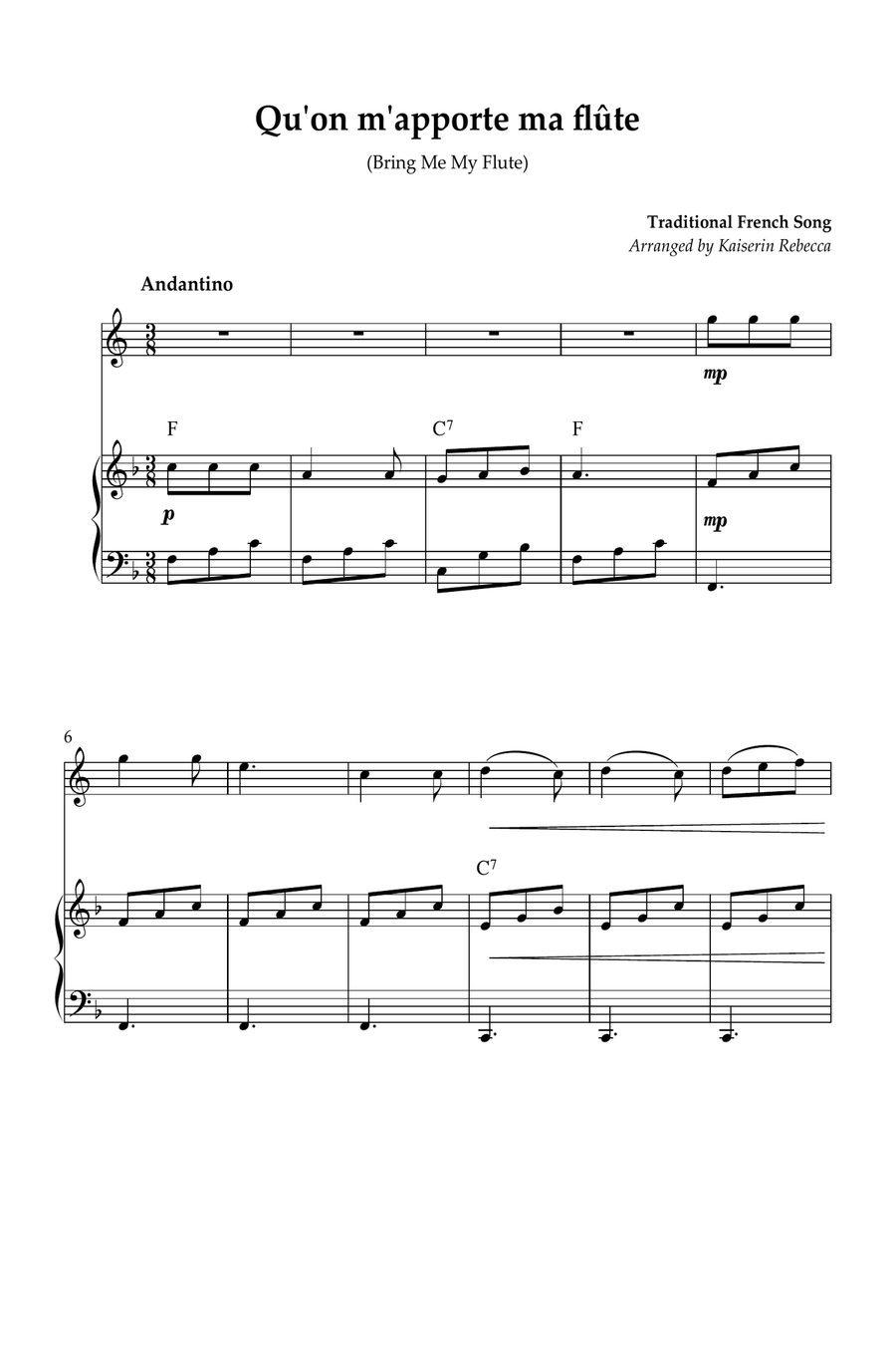 Qu'on m'apporte ma flûte (Bring Me My Flute) English Horn scores gallery preview page 1