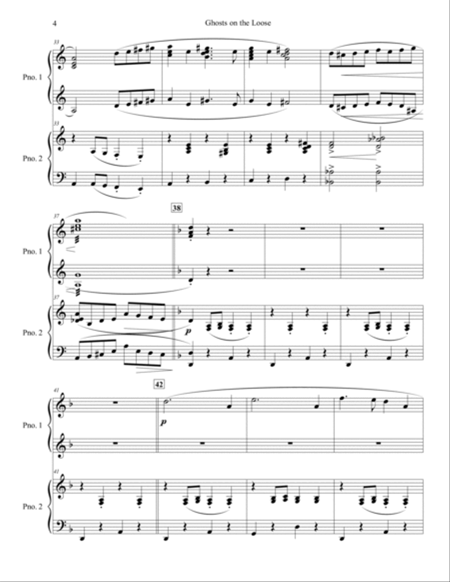 Ghosts on the Loose - A Halloween Novelty - arranged for two pianos 2 Pianos, 4-Hands scores gallery preview page 5