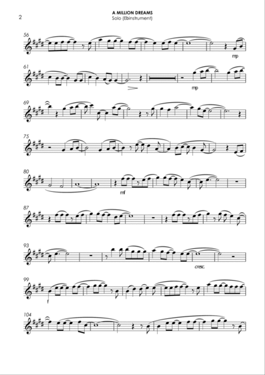 A Million Dreams E-Flat Instrument scores gallery preview page 2