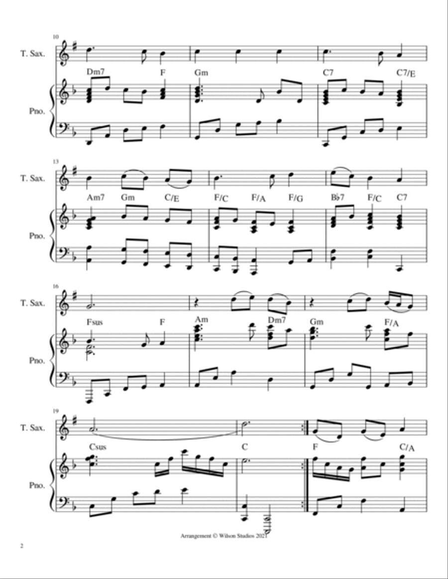America (My Country 'Tis of Thee)--tenor sax solo Tenor Saxophone scores gallery preview page 2