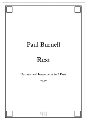 Book cover for Rest, for Narrator and Instruments in 3 Parts - Score and Parts