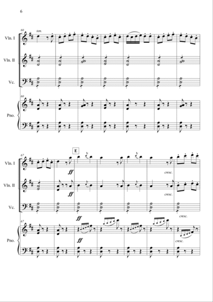L'Arlesienne Suit No.2 Farandole Piano Quartet scores gallery preview page 6
