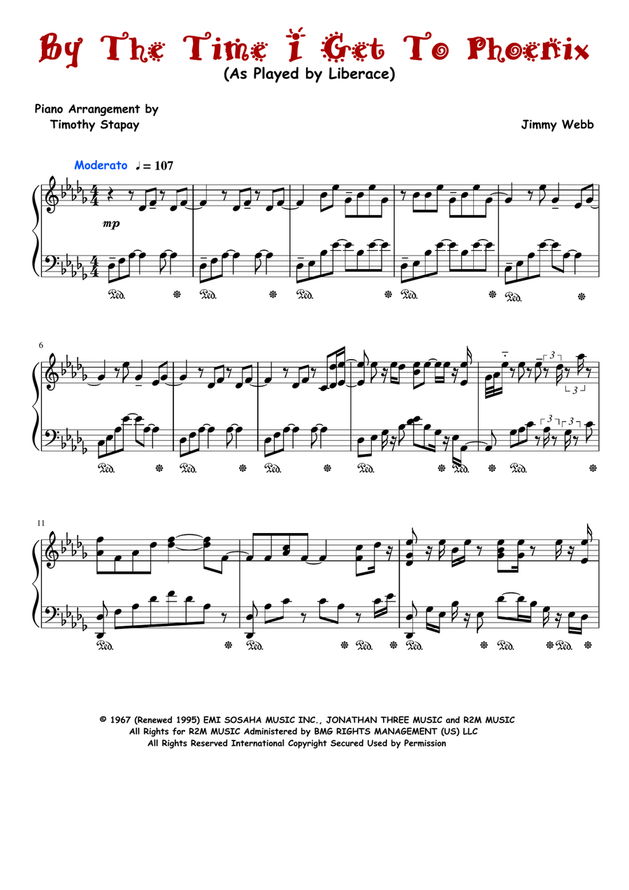By The Time I Get To Phoenix Piano Solo scores gallery preview page 1