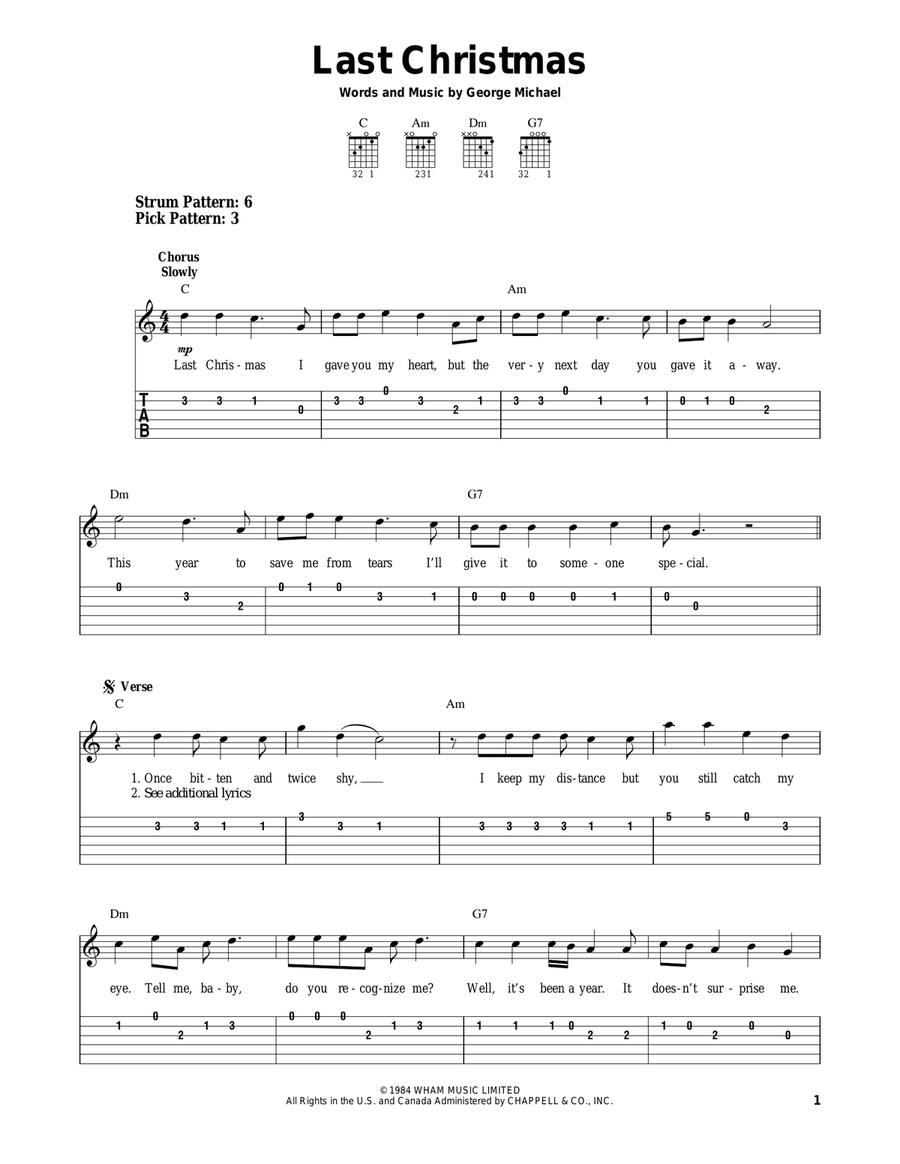 Last Christmas Guitar Tablature scores gallery preview page 1