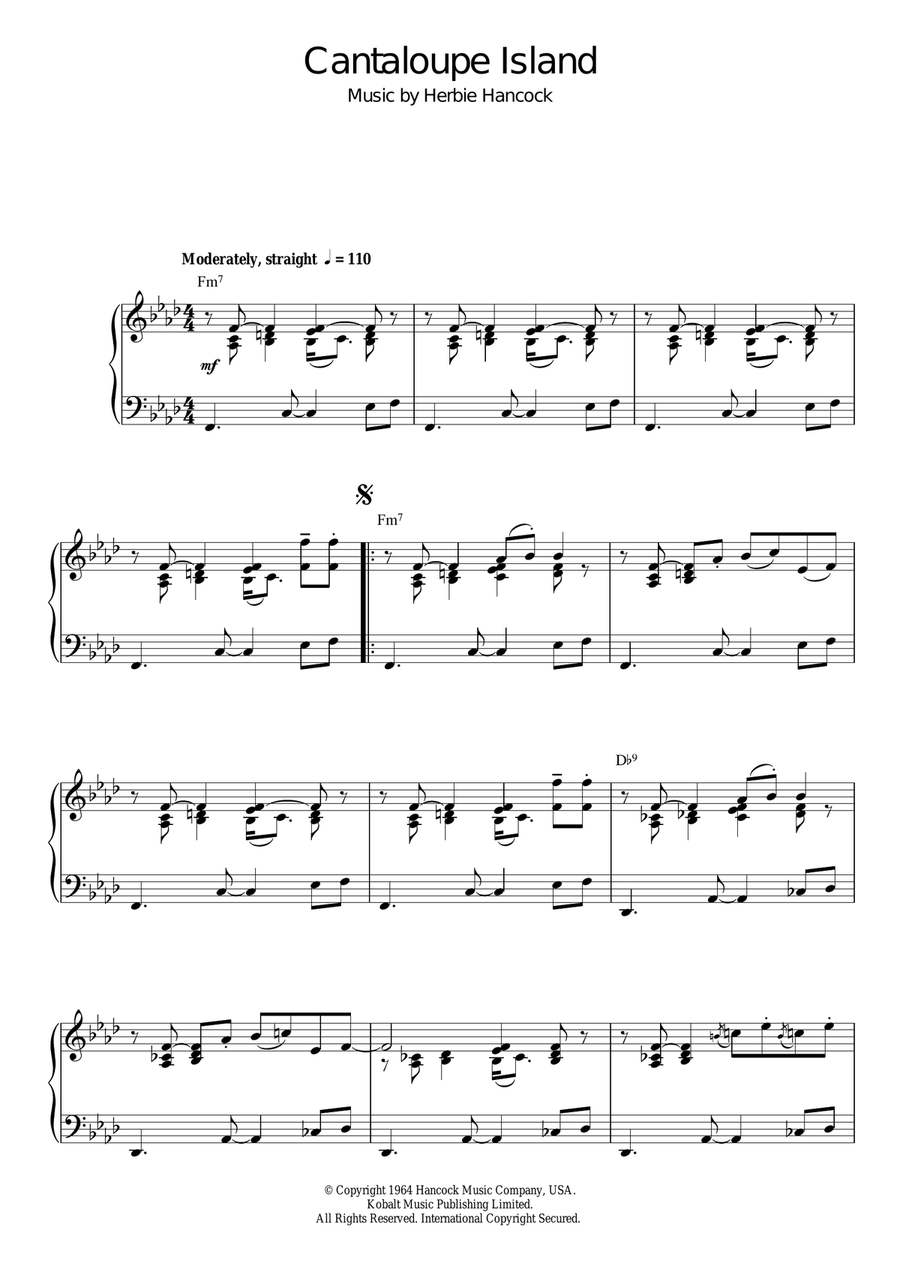 Cantaloupe Island Piano Solo scores gallery preview page 1
